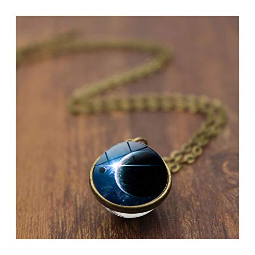 Preisvergleich Produktbild Nikgic Halskette Edelsteinkette Galaxy Planet Doppelseitige Glaskugel Edelstein Anhänger Halskette 1 1