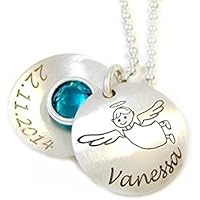 Taufkette Silberschmuck Schutzengel Medaillon Echt Silber mit Lasergravur