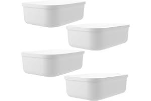MIVIDE 4 stycken förvaringskorg plast med lock, 25 x 18 x 8 cm