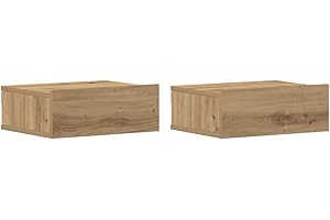 vidaXL Mesitas de Noche flotantes 2 uds Roble Artesanal 40x32x15cm, mesita de Noche, Mueble de Cama, Mesa Auxiliar para Dormitorio, mesita de Noche