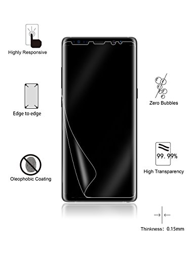Samsung Galaxy Note 8 Protector de pantalla full cubierta  Yootech Galaxy note 8 pantalla LiQuid Skin Wet Sin Burbujas  Note 8 Screen Protector Anti-fingerprint Ultra Resistente a Golpes y Rayado HD Claro Caso pel  cula Perfecto - 2 Unidades