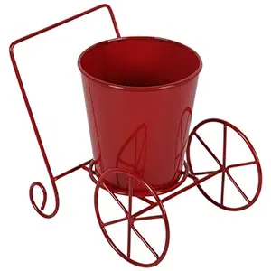 Kraft Seeds Presents 2 Wheel Pot Stand with Multicolor Pot Suitable for Home and Garden Use