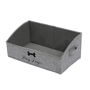 Xbopetda Large Dog Toys Storage Bins - Foldable Fabric Trapezoid Organizer Boxes with Handle, Collapsible Basket Dog Toys, Dog Apparel & Accessories-Dog-Gray
