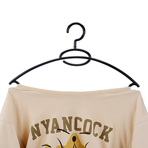 logei® 10St Kunststoff Kleiderbügel Wäschebügel Multifunktionsbügel plastic hanger Bügel mit Krawattenstange Anti-Rutsch Schwarz - 5