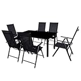 Este juego de comedor, que consta de 1 x mesa y 6 sillas, y tiene un diseño elegante y atemporal, y es una excelente opción para sus comidas al aire libre en el jardín o en el patio.