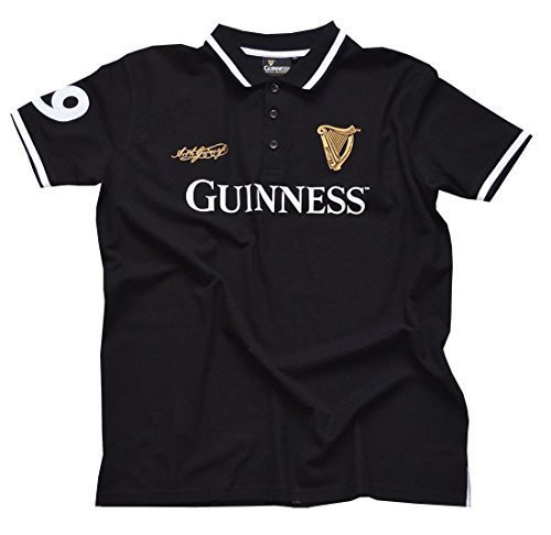 Guinness BLK Guin 59 White STR Collar S/S Polo, Hombre, Negro Black, XX-Large
