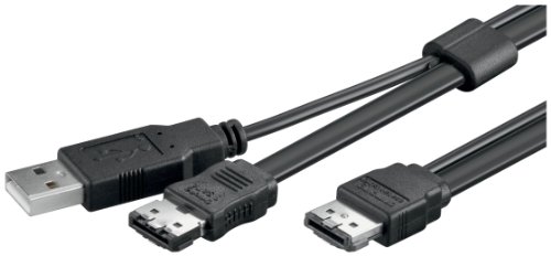 Wentronic HDD eSATA Kabel (eSATA I-Type und USB auf eSATA I-Type Stecker) 0,5m schwarz