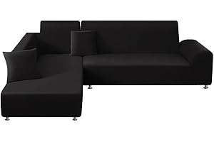 Mingfuxin Sektionale Couchbezüge, Stretch-Sofa-Schonbezüge, L-förmig, rutschfest, Ecksofabezug, Chaiselonge-Schutz mit 2 Kissenbezügen für L-Typ-Sofa, Couch (3-Sitzer + 4-Sitzer)
