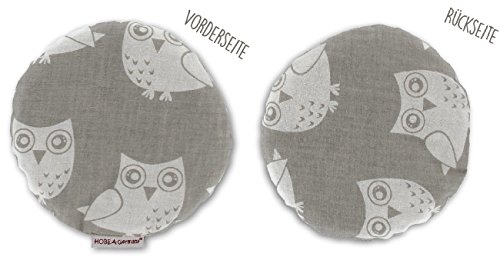 Preisvergleich Produktbild HOBEA-Germany Kirschkernkissen Wärmekissen Körnerkissen für Babys rund in verschiedenen Designs, Modell:Eulen grau