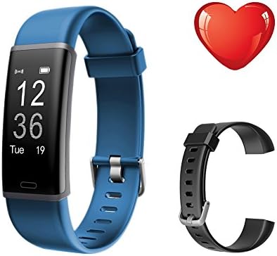 LETSCOM Fitness Tracker HR with Replacement Band, Activity Tracker Watch with Heart Rate Monitor, IP71 Waterproof Smart Wristband, Step Counter Pedometer Watch for Kids Women and Men