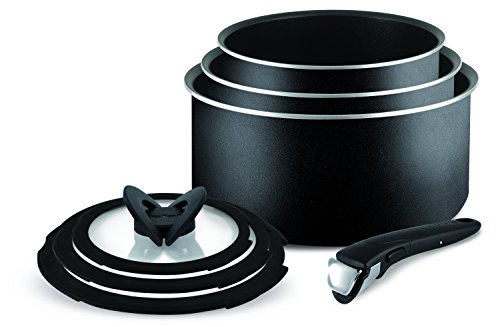 Tefal Ingenio Essentiel Töpfe-Set mit Deckeln, Schwarz, 7-teilig