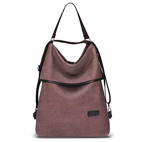 Wilbest® Borsa Donna Tracolla Grande,Zaino Donna di Tela con 2 Tasche Zip Anti-ladro&Tracolla Regolabile Rimovibile&Anello Tondo in Metallo,Borsetta Multifunzione Sacchetto per Lavoro Shopping Viaggio