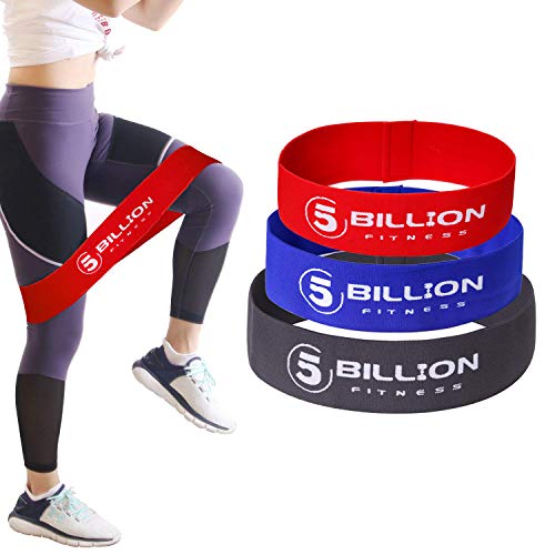 5BILLION FITNESS Résistance Hip Band Booty Exercice Glute Renforcer Non Slip Peach Glute Loop avec Un Sac de Transport (Rouge + Bleu + Gris)