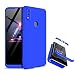Produktbild Finemoco Hülle für Honor 8X Hülle 3 in 1 Hardcase mit Panzerglas Folie,Ultra Dünn Handyhülle 360 Grad Schutz Handy Tasche Hart PC Bumper Schutzhülle Stoßfest Anti-Kratz Case Cover, Blau