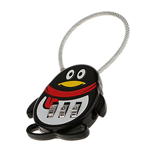 Preisvergleich Produktbild Pinguin 3 stellige Zahlenschloss Kofferschloss Vorhängeschloss - Schwarz