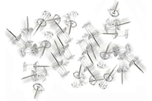 AMZFUK 100 Pezzi Puntine Da Disegno Trasparenti, Puntine Per Cancelleria, Chiodini Di Mappa Puntina Tappo Trasparente In Per Bacheca, Mappa, Sughero, Ufficio,Punta In Acciaio.