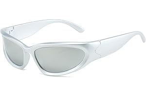LJCZKA Lunette de Soleil Enveloppantes y2k Homme Femme - Lunettes de Soleil Futuriste Ovale lunettes de cyclisme vélo sport de Protection UV