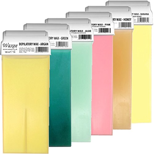 ROLL-ON WAX CARTRIDGE 100ml, roller, hair removal wax, depilatory, refill (6 x 100ml roll-on wax cartridge, Mix of 6 roll-on wax cartridges)