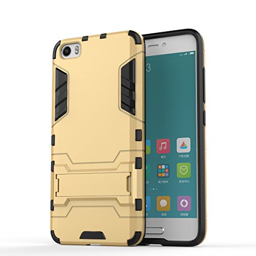Xiaomi Mi 5 Funda Case  Moonmini   2 en 1 Armour estilo duro de doble capa de armadura Defender Hard Funda con Soporte para Xiaomi Mi 5  Dorado