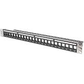 DIGITUS Patch Panel - Modular - 19", 1U - 24 Ports | Shielded &ndash; Nameplates &ndash; For Keystone Modules and Connectors &ndash; Rack Mount