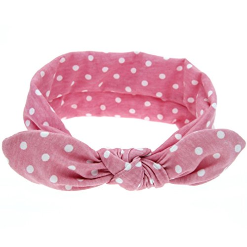 Clode® New Rabbit Ears Elastic Turban Knot Hairband Bow Headband Headwear for Baby Girls (Pink)