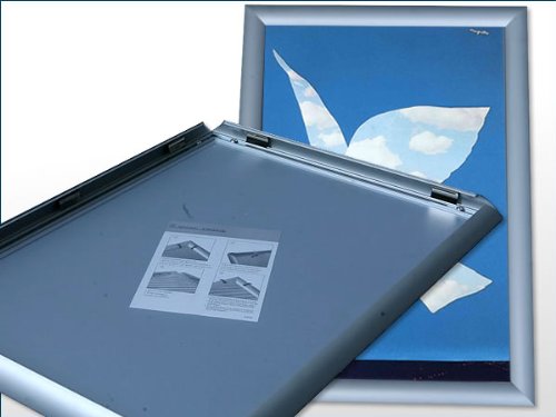 DIN A1 Alu Klapprahmen Plakatrahmen Wechselrahmen Bilderrahmen Ladeneinrichtung Silber Aluminium Rahmen für Plakate Rahmen für Bilder Rahmen Aushang Klicksystem - 2