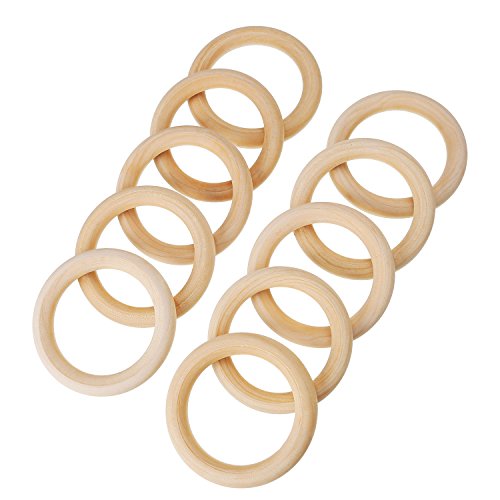 eBoot 20 Stück Holz Ringe Hölzern Ringe für Handwerk, Ring Anhänger und Anschlussstück Schmuck Machen (70 mm) - 4