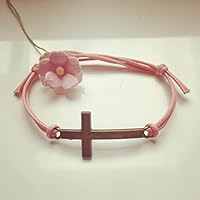 Kreuz Armband in Rosa Bronze Größenverstellbar, Glaube / cross / faith / vintage / ethno / hippie / must have / statement / florabella schmuck