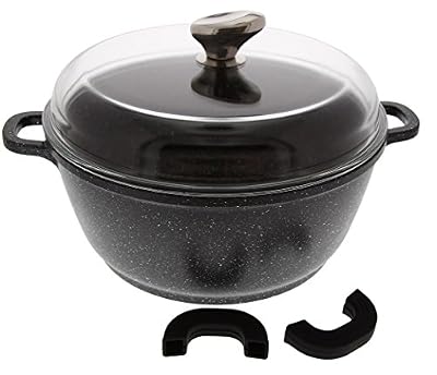 Pradel Excellence - 52340M - Faitout 28 cm "Façon Pierre" en Fonte Aluminium avec Couvercle en Verre, tous Feux dont Induction