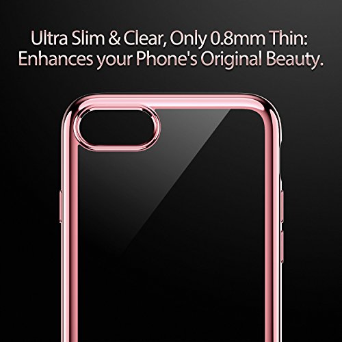 Funda iPhone 8  iPhone 7  ESR Funda Transparente Suave TPU Gel  Ultra Fina   Protecci  n a Bordes y C  mara   Compatible con Carga Inal  mbrica  Enjaca Perfecta para Apple iPhone 7 Nuevo iPhone 8 4 7  2017 -Oro Rosa