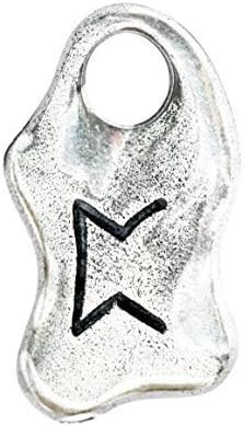 Viking Rune Charms Peorth - For Luck in Gambling and Gambling - Carved Pendant on Cord Lead Free Pewter Necklace, Pewter, Stone-Free, Tin, without stone