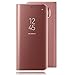 Produktbild Coollee Hülle für Xiaomi Redmi 6 Pro - Spiegel [Auto Sleep/Wake Up] Mirror Make-up Handytasche Clear View Standing Hardcase [360 Grad] Schutz Backcover Handy Schutzhülle PU Premium Lederhülle Slim Fit Handyhülle mit Standfunktion Flip Case Schale Etui Bumper für Xiaomi Mi A2 Lite/Redmi 6 Pro, Roségold Spiegelnd