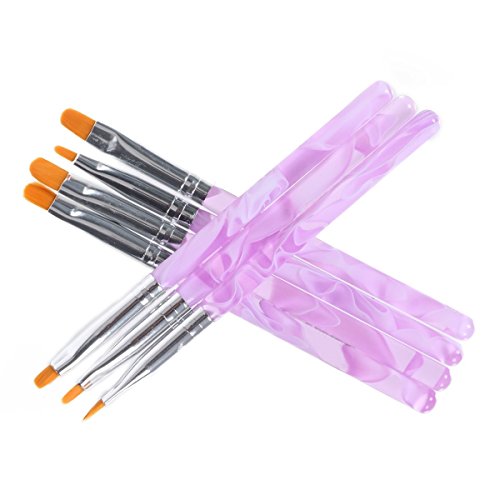 MAKARTT 7 Stücke/Set 2 Flach UV Gel Pinsel Set Acryl Nagelkunst Nail Art Painting Draw Brush Pen Set Tips Builder - 3