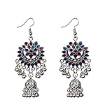 Tipo: Pendientes Pendientes Aros Joyería India Jhumka Gypsy Birdcage Pendientes Azules Con Flor Para Mujer Antiguo Plata Campanas Señoras Pendientes Egipto