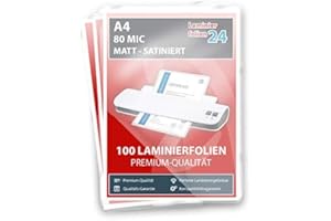 LAMINIERFOLIEN24 XLam Laminierfolien A4-2 x 80 Mic - matt - 100 Stück - PREMIUMQUALITÄT FÜR PERFEKTE LAMINIERERGEBNISSE