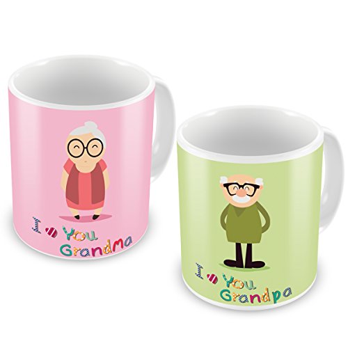 Indigifts Coffee Mug, 325ml, Pink and Green (Set of 2)