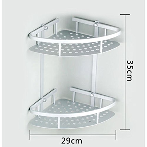 Pixnor Dusche Regal-Aluminium 2-stufig Bad Ecke Storage Rack Veranstalter (Silber) - 6