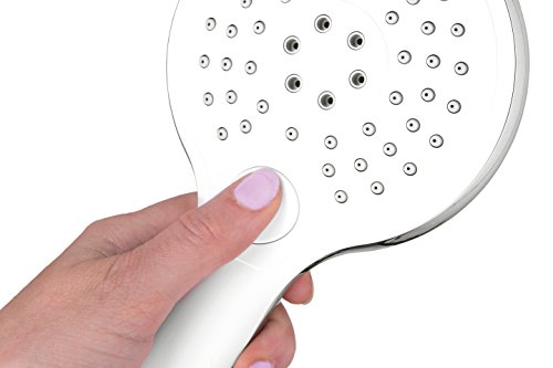 Luxus Design Handbrause CLIO || Duschkopf mit 3 Strahlarten || Strahl-Funktionen mittels Knopfdruck verstellbar || Hochwertige Ausführung in weiß / verchromt - 5