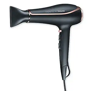 Beurer HC 80 2200 Watts Hair Dryer Easy Drying and Styling with 3 Heat ,2 Blower Settings and Detachable Slim Professional Nozzle| Volume Diffuser| 3 Years Warranty, Black
