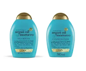 OGX Renewing + Argan Oil of Morocco Hydrating Hair Shampoo & Conditioner Combo, Cold-Pressed Argan Oil to Help Moisturize, Soften & Strengthen Hair, Paraben-Free with Sulfate-Free Surfactants, 385 ml