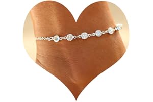 Edary Simple Crystal Anklet Silver Ankle Bracelet Fashion Foot Chain Accessories Jewelry Adjustable for Women and Girls