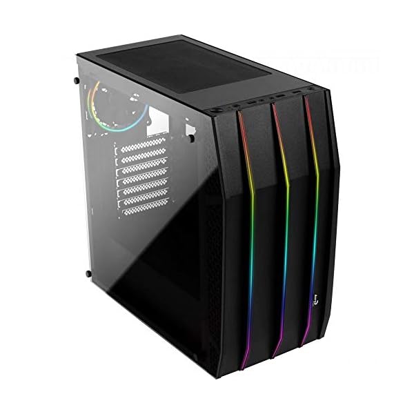 Aerocool AERO500G RGB - Caja Gaming para PC (semitorre, ATX, iluminación RGB, Ventana Transparente, Ventilador Trasero…