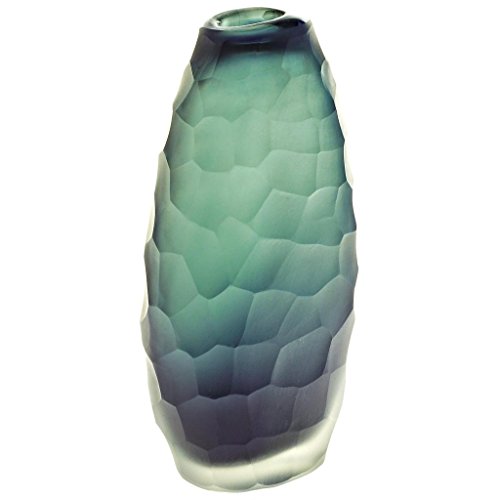 Vase, Blumenvase, Stengelvase "MOONLIGHT" grau, oval, handgefertigt, H=18cm, moderner Style (ART GLASS powered by CRISTALICA)