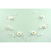 clarigo Haarschmuck Hochzeit Kommunion Haarkranz Haarkkränzchen Gänseblümchen Margerite Haarband Perlenhaarband