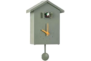 Besttoolifes Reloj de cuco, reloj minimalista con sonido de cuco con timbre, reloj de pared de cuco alimentado por pilas con péndulo para arte de pared, decoración del hogar, sala de estar, cocina y