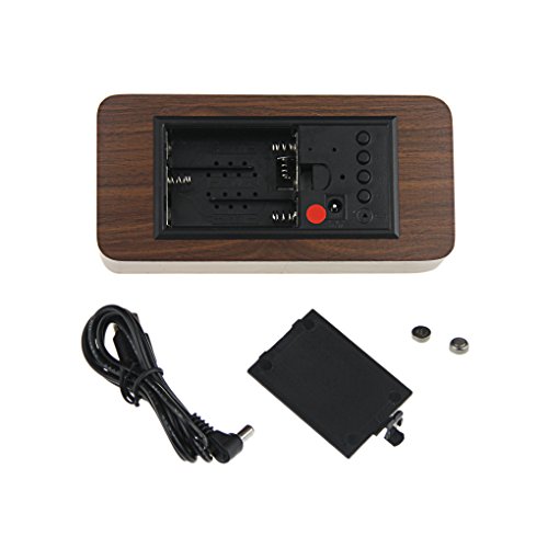 Liying Neu Digitalwecker LED Wecker Reisewecker mit Zeit Temperatur und Datumsanzeige Holz - 6