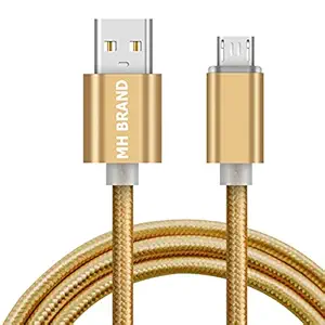 MH BRAND Nylon USB Cable Compatible for vivo S1/vivo V15/ vivo V15 Pro/vivo Y89/ vivo Y93 Micro USB Data Cable| Quick Fast Charging Cable/High Speed Data Transfer Android V8 Cable (2.4 Amp, 1 Meter)