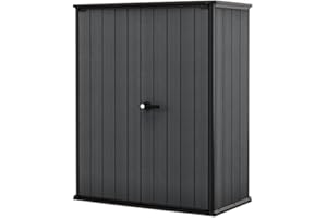 Keter Cortina Alto Aufbewahrungsbox, Geräteschuppen, 1400l Fassungsvermögen, Außenmaße 140x73,6x170,4cm, Evotech Material, Wasserdicht