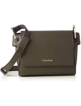 Calvin Klein Damen Iren3 Flap Crossbody Umhängetasche, Grün (Black Olive), 15x20x18 cm  (B x H x T)