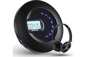 ARAFUNA CD Player tragbar, wiederaufladbarer tragbarer CD-Player für Auto und Reisen, CD-Spieler mit Kopfhörer und Anti-Skip/Stoßfest, Discman klein mit LCD-Display, AUX-Kabel, Hintergrundbeleuchtung